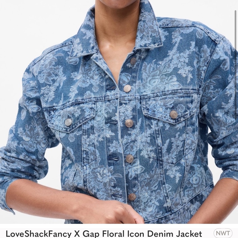 Love shack fancy x gap Floral Denim Jacket and 70’s flare high rise jeans